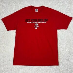 Wisconsin Badgers NCAA T-Shirt Men’s L Red "Get Your Red On!" By J America
